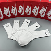 Kit de Meias Cano alto Nike com 5 Pares (Branco)